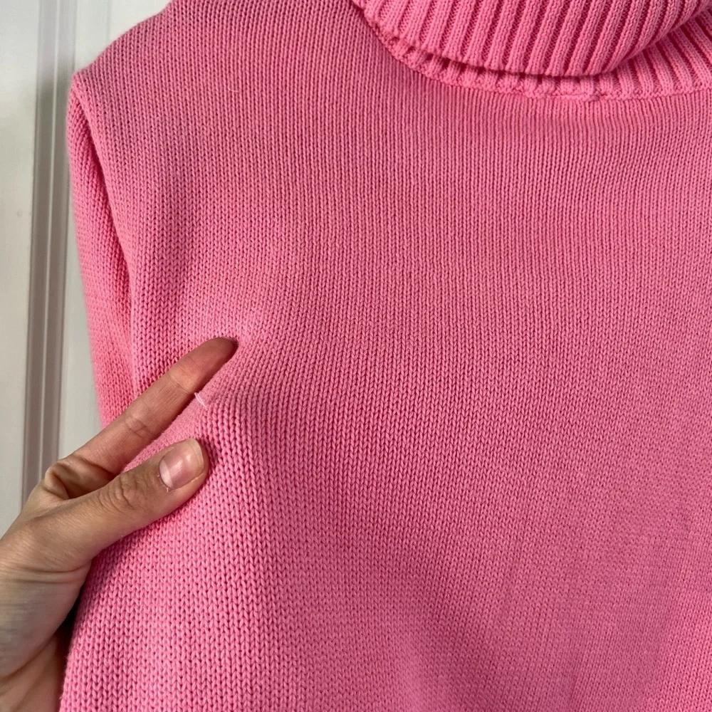 TBBC Townsend Turtleneck Sweater - Hamptons Hot Pink w/ Palm Beach Pink size 12